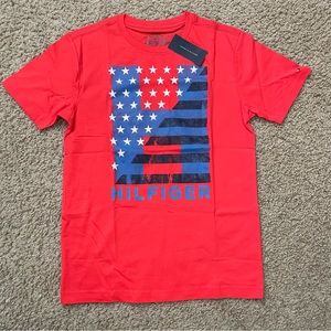 NWT Tommy Hilfiger Flag Shirt in Holly Red Size 18 Boys